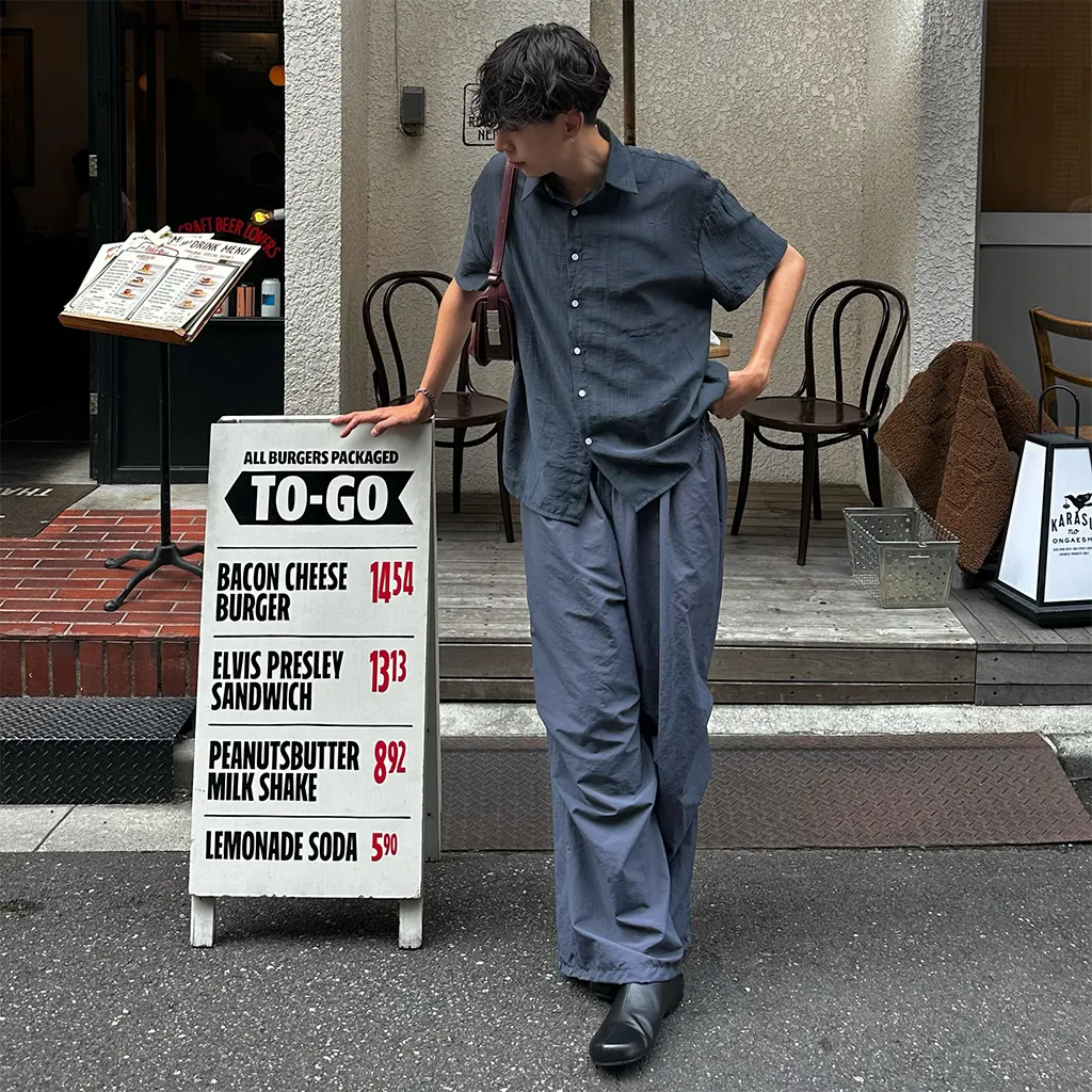 リネンライクシャーリング半袖シャツ