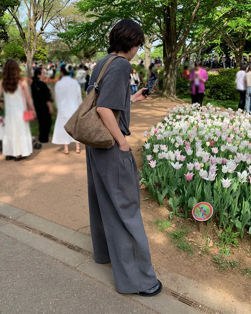 ワッフルヘンリーネックTシャツ