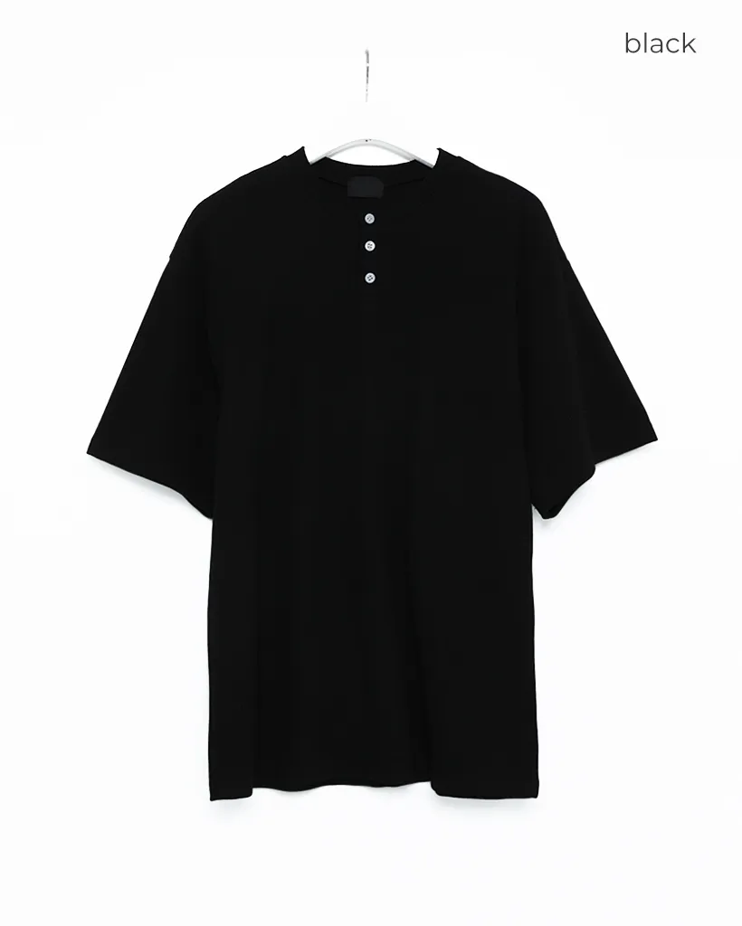 ワッフルヘンリーネックTシャツ