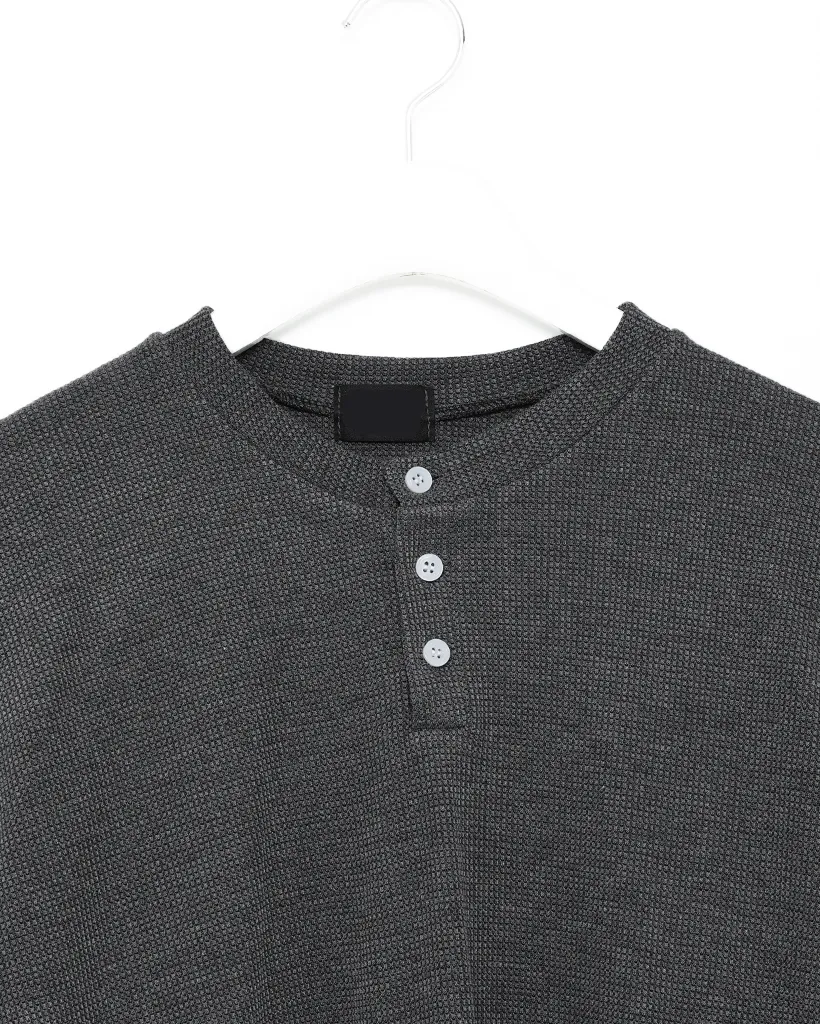 ワッフルヘンリーネックTシャツ