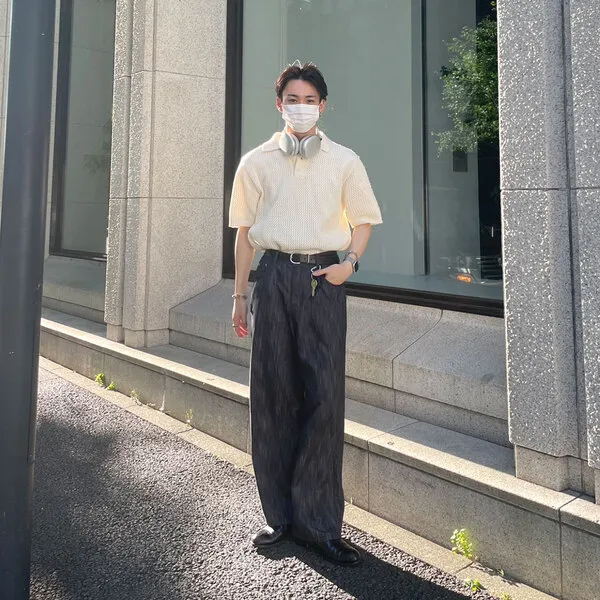 カラーパンチングニットT