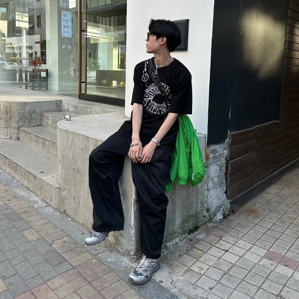 (ユニセックス) レタリングプリント半袖