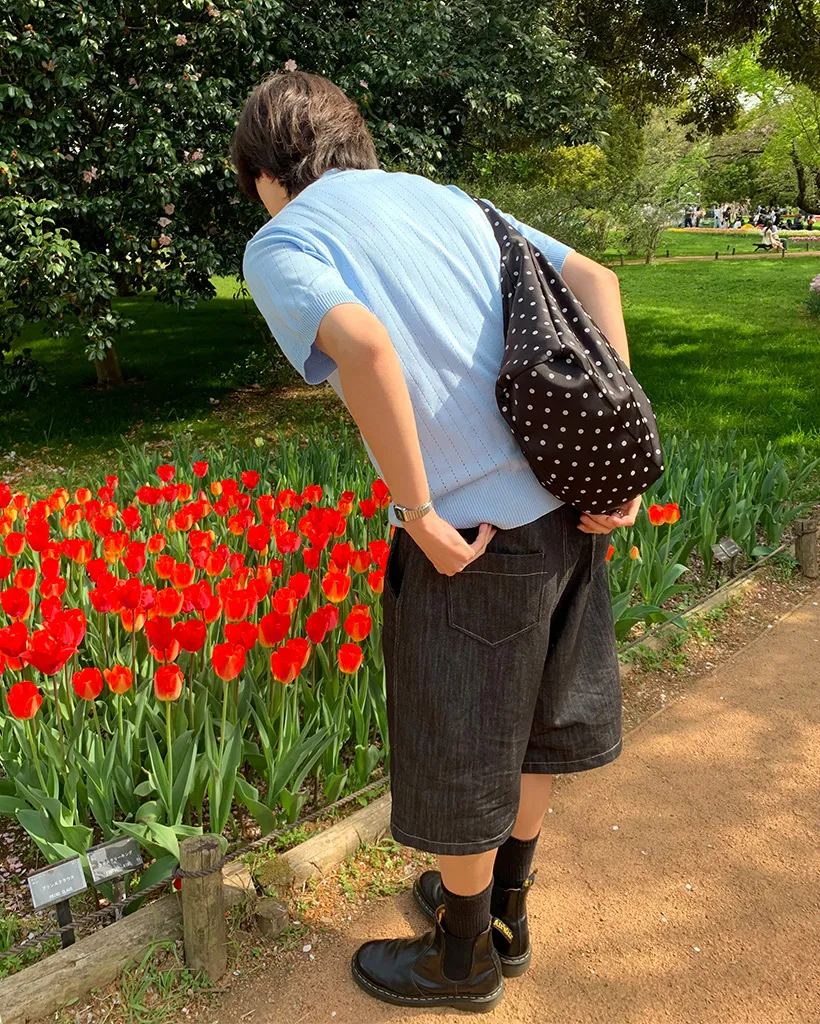 パンチングカラーハーフニット