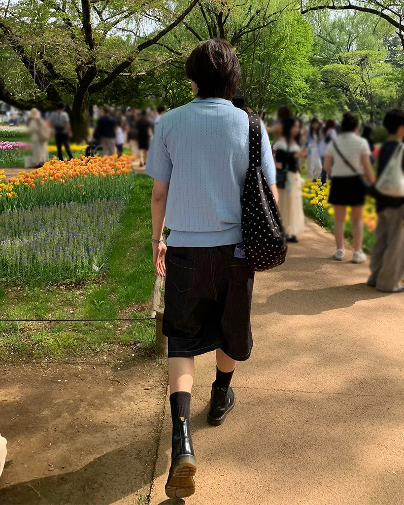 パンチングカラーハーフニット
