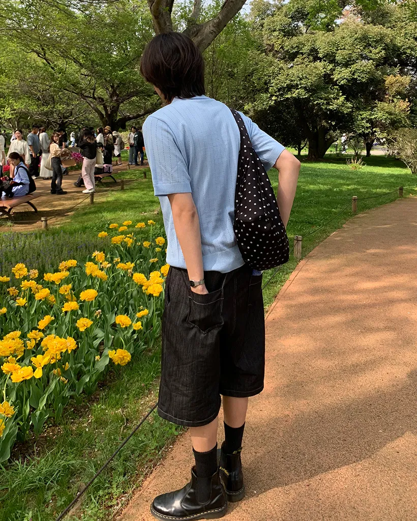パンチングカラーハーフニット