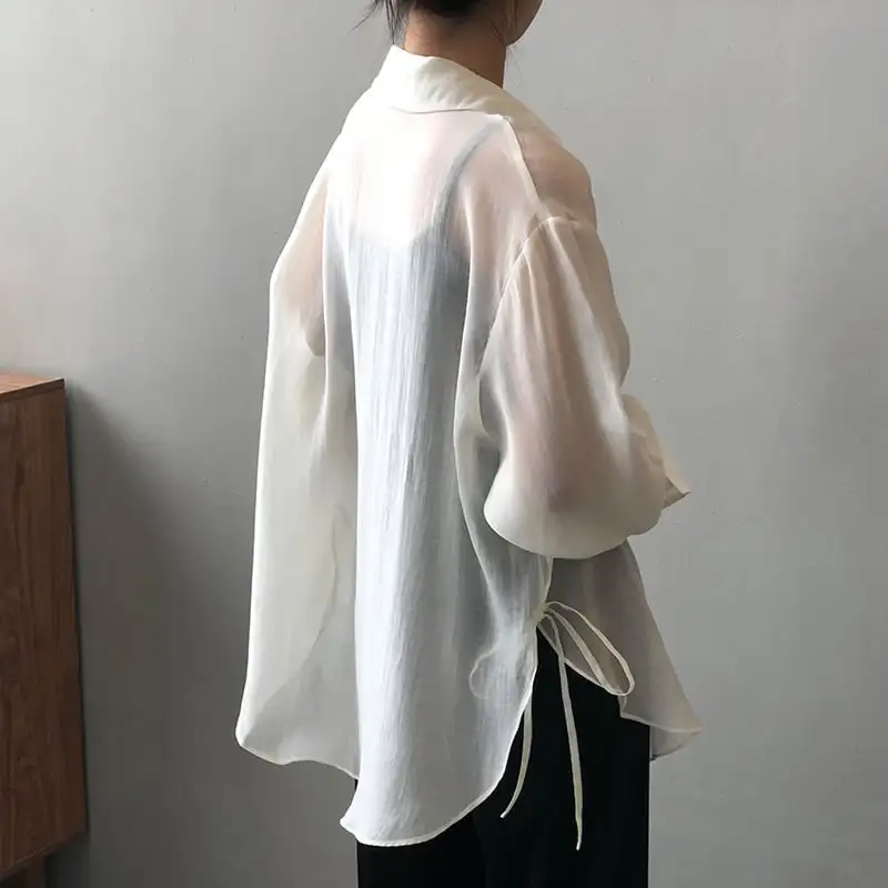 トップス 薄いシャツ 5色展開 日差し防止 薄手 無地 ピンク ホワイト グリーン ブルー イエロー