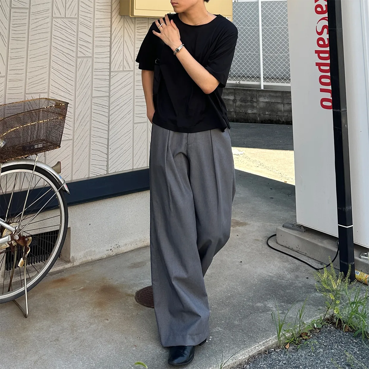 ピンタックワイドスラックス