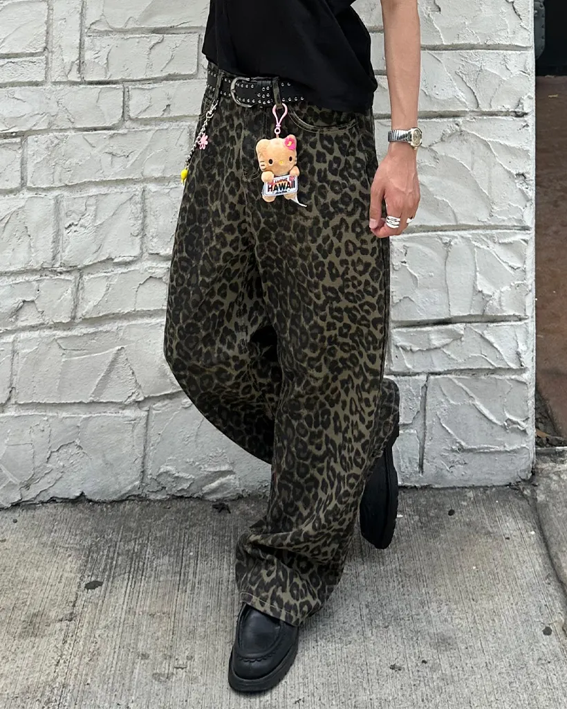 （ユニセックス）レオパードワイドパンツ