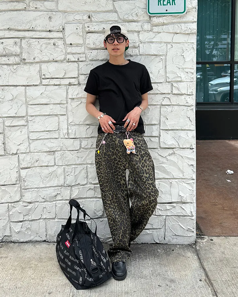 （ユニセックス）レオパードワイドパンツ