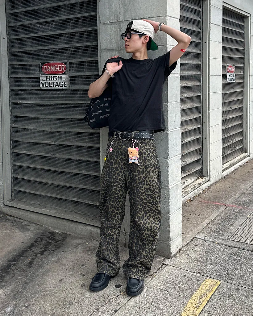 （ユニセックス）レオパードワイドパンツ
