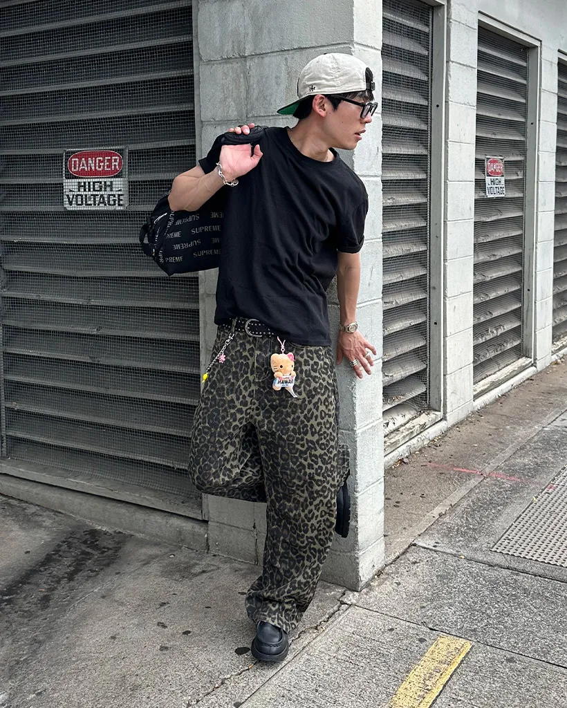 （ユニセックス）レオパードワイドパンツ