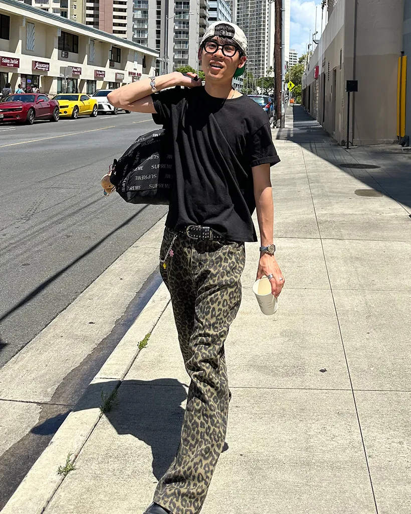 （ユニセックス）レオパードワイドパンツ