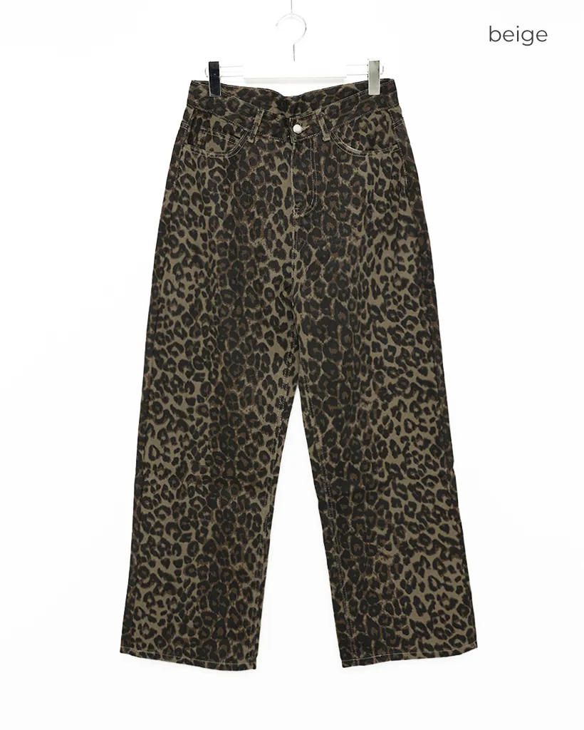 （ユニセックス）レオパードワイドパンツ