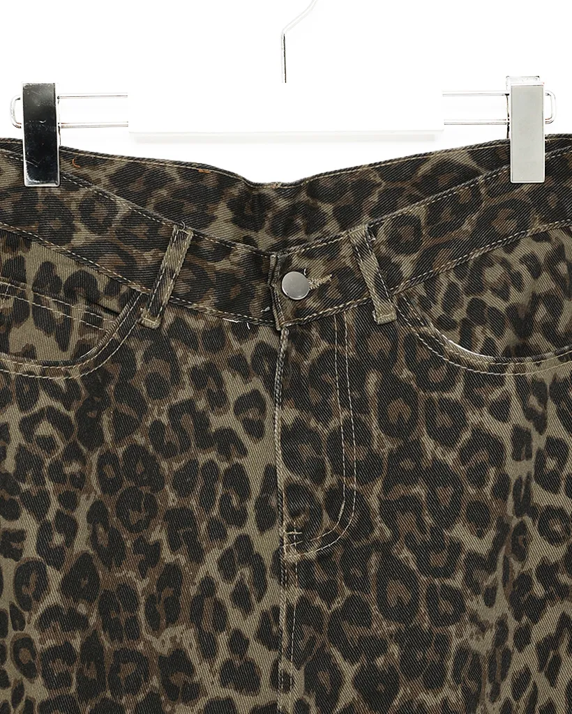 （ユニセックス）レオパードワイドパンツ