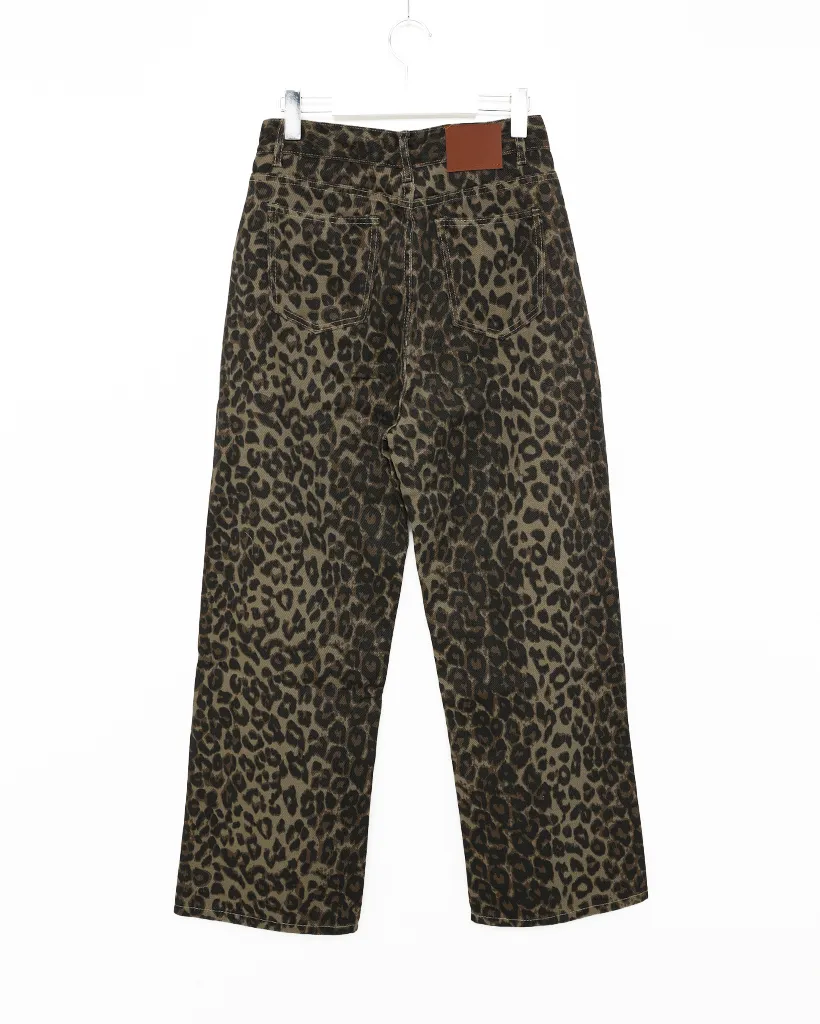 （ユニセックス）レオパードワイドパンツ