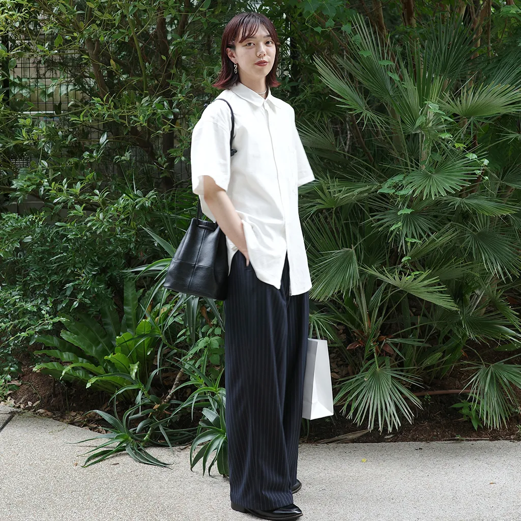 ストライプストレートスラックス