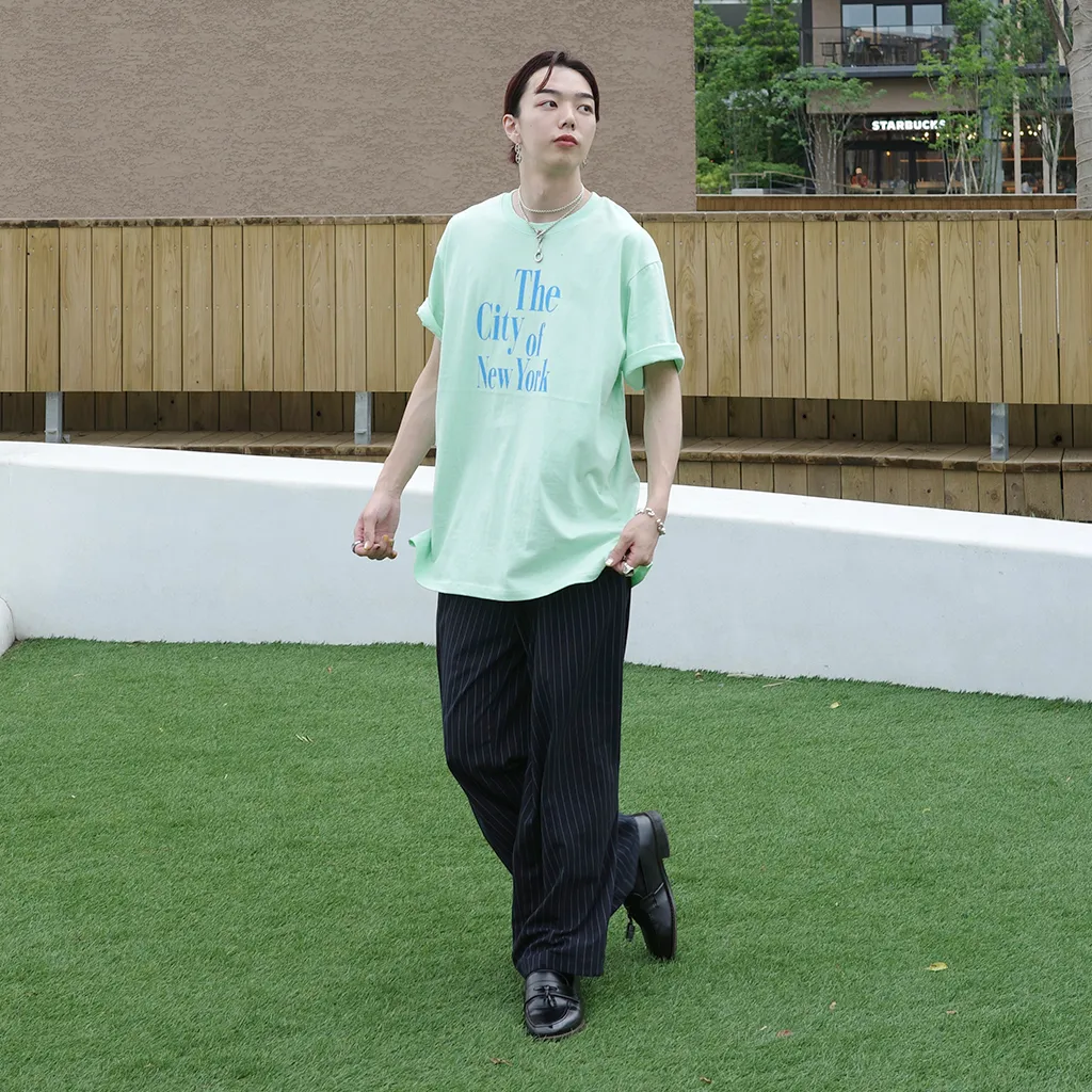 ストライプストレートスラックス