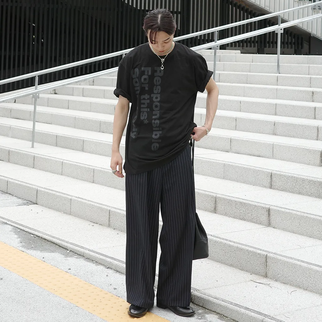 ストライプストレートスラックス