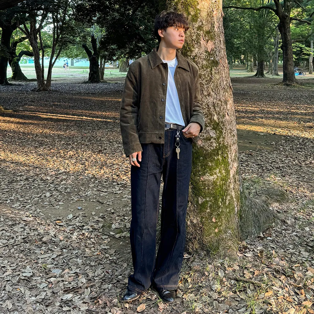 ピンタックストレートデニムパンツ