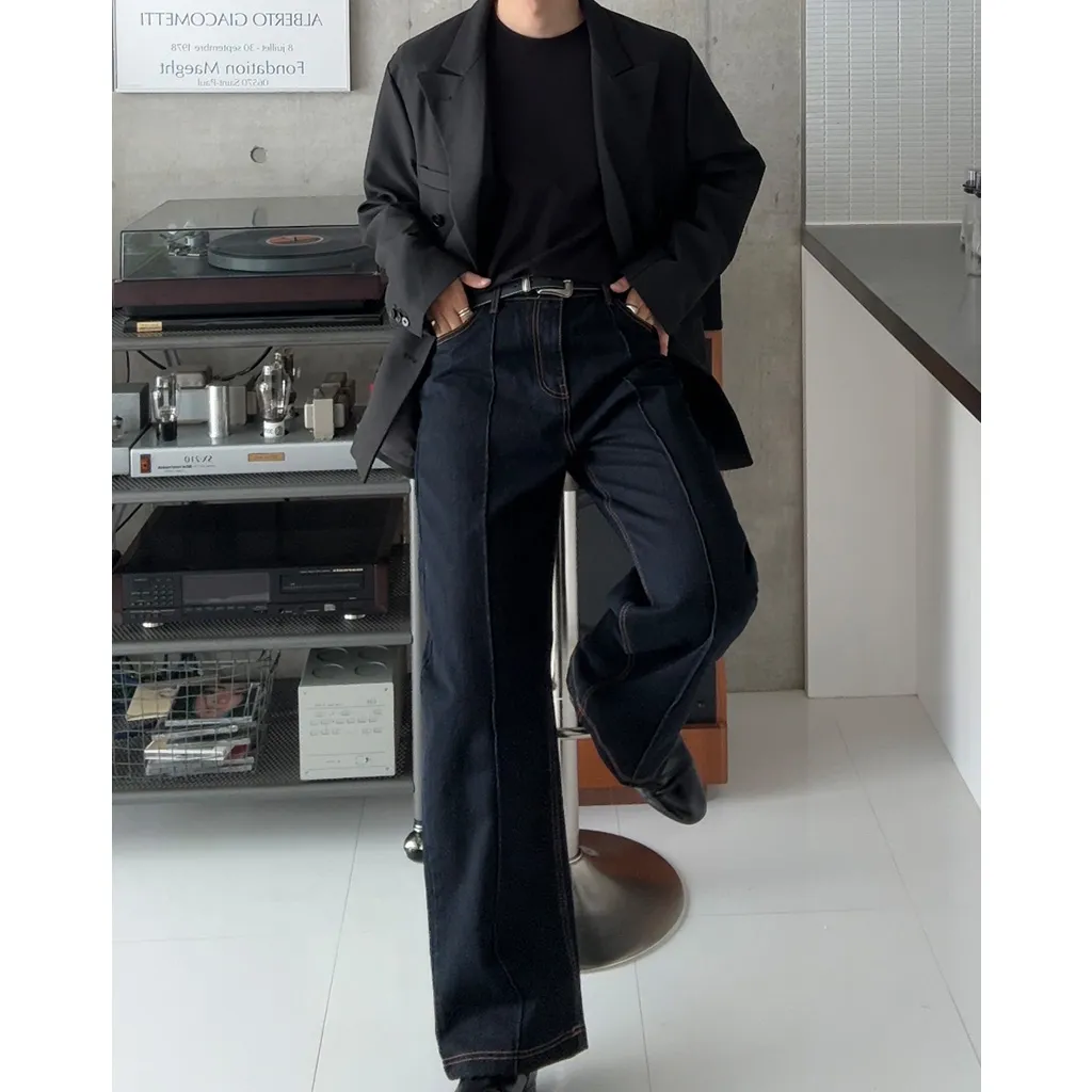 ピンタックストレートデニムパンツ
