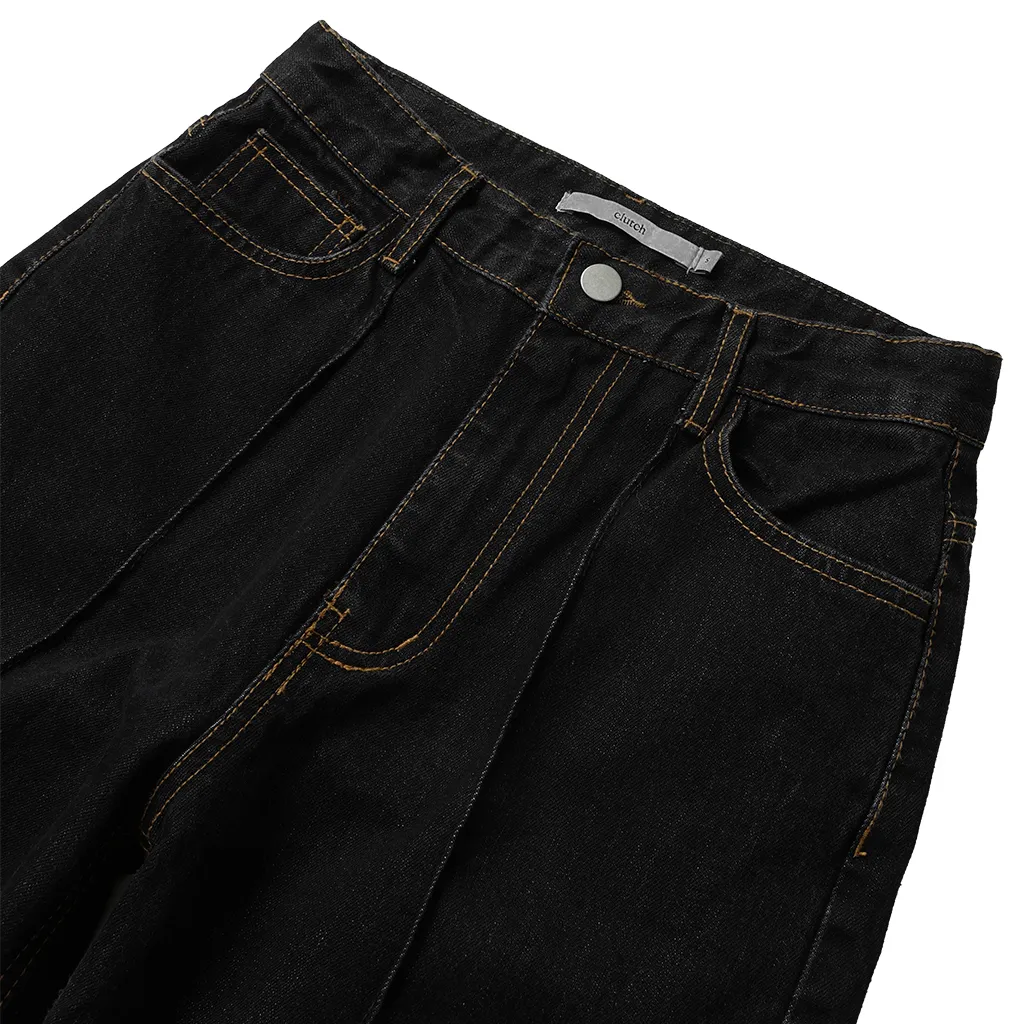 ピンタックストレートデニムパンツ