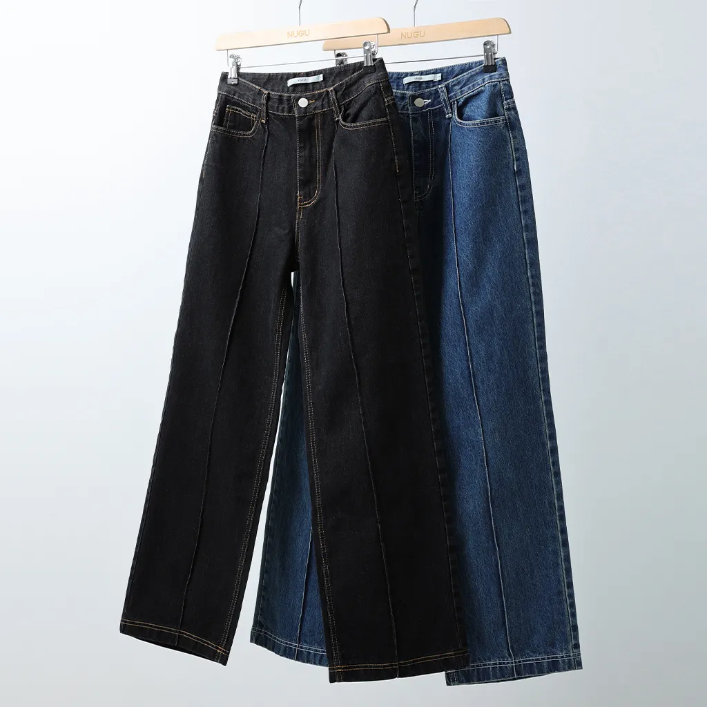 ピンタックストレートデニムパンツ