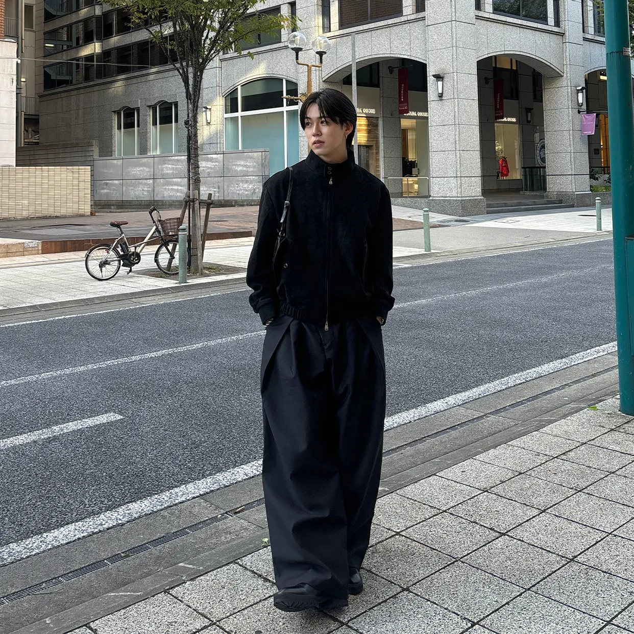 ダブルウエストユニークワイドスラックス