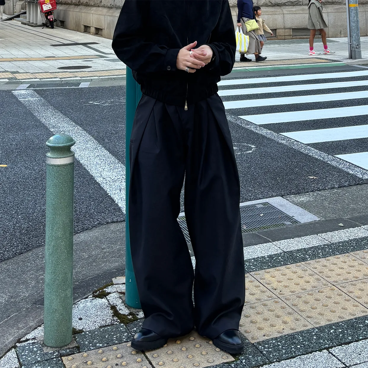 ダブルウエストユニークワイドスラックス