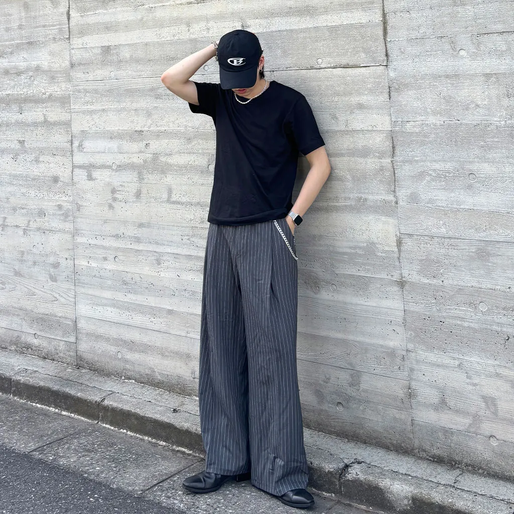 ストライプワイドスラックス