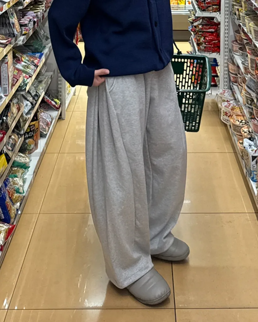 サイドピンタックバルーンフィットスウェットパンツ