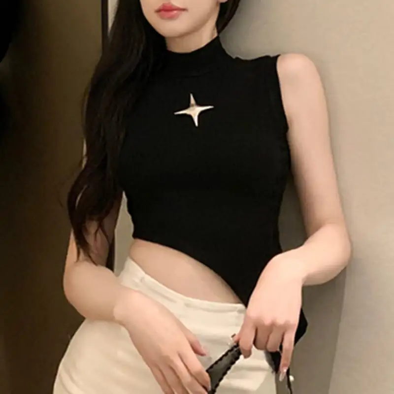 トップス Tシャツ ファッション ノースリーブ ブラック