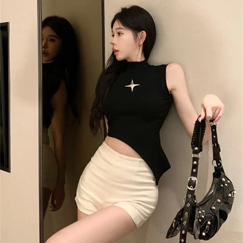 トップス Tシャツ ファッション ノースリーブ ブラック