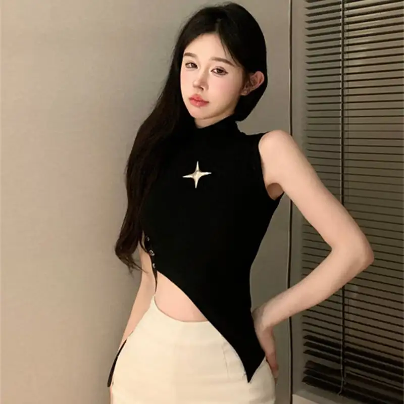 トップス Tシャツ ファッション ノースリーブ ブラック