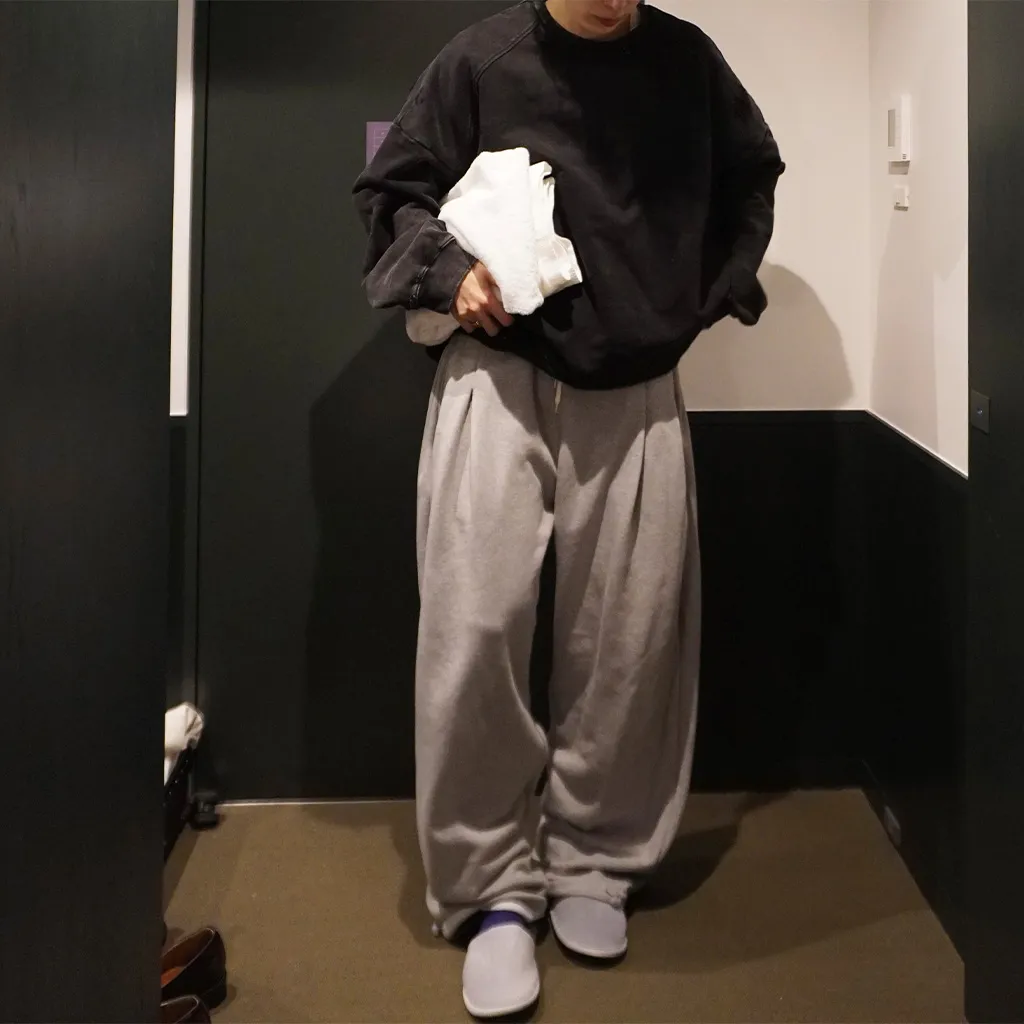 (ユニセックス) ピンタックワイドイージーパンツ