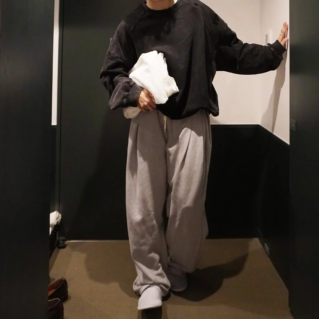 (ユニセックス) ピンタックワイドイージーパンツ