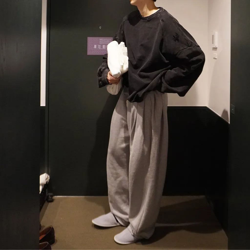 (ユニセックス) ピンタックワイドイージーパンツ