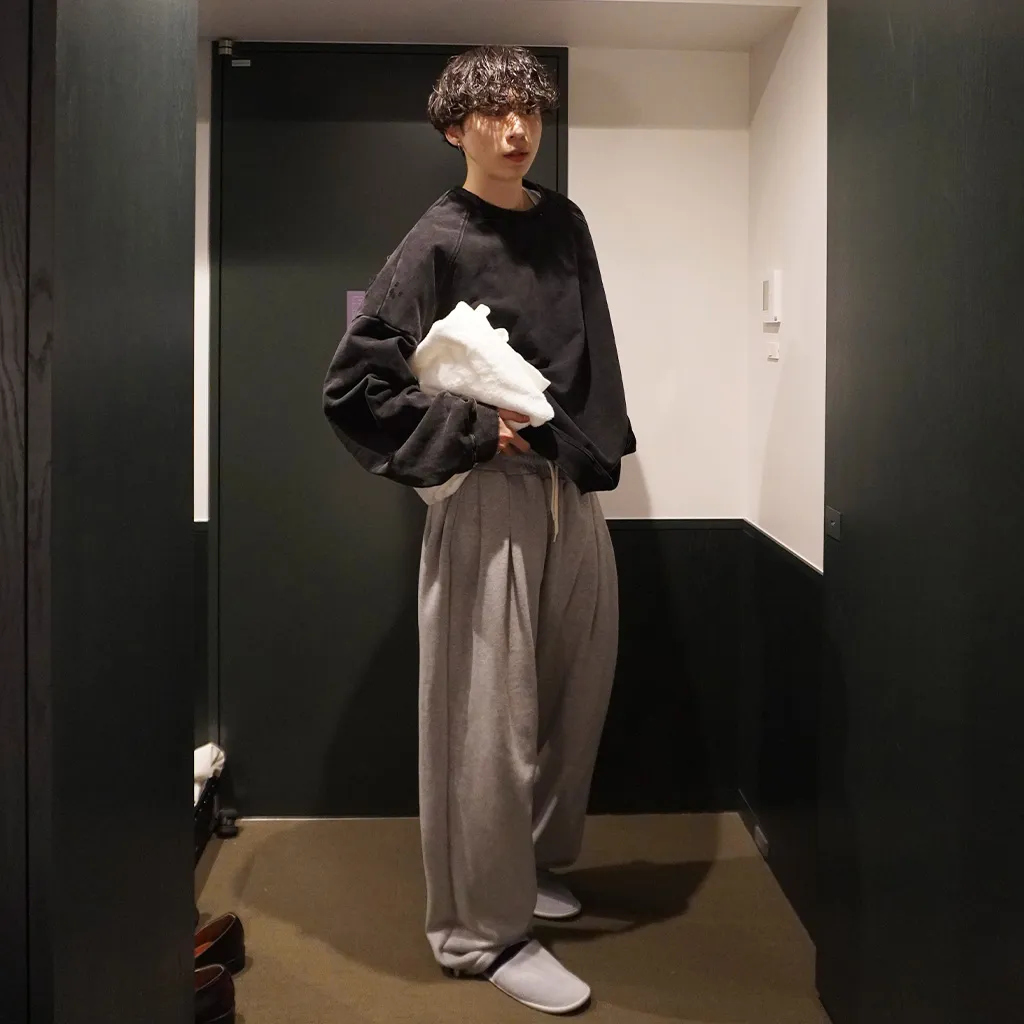 (ユニセックス) ピンタックワイドイージーパンツ