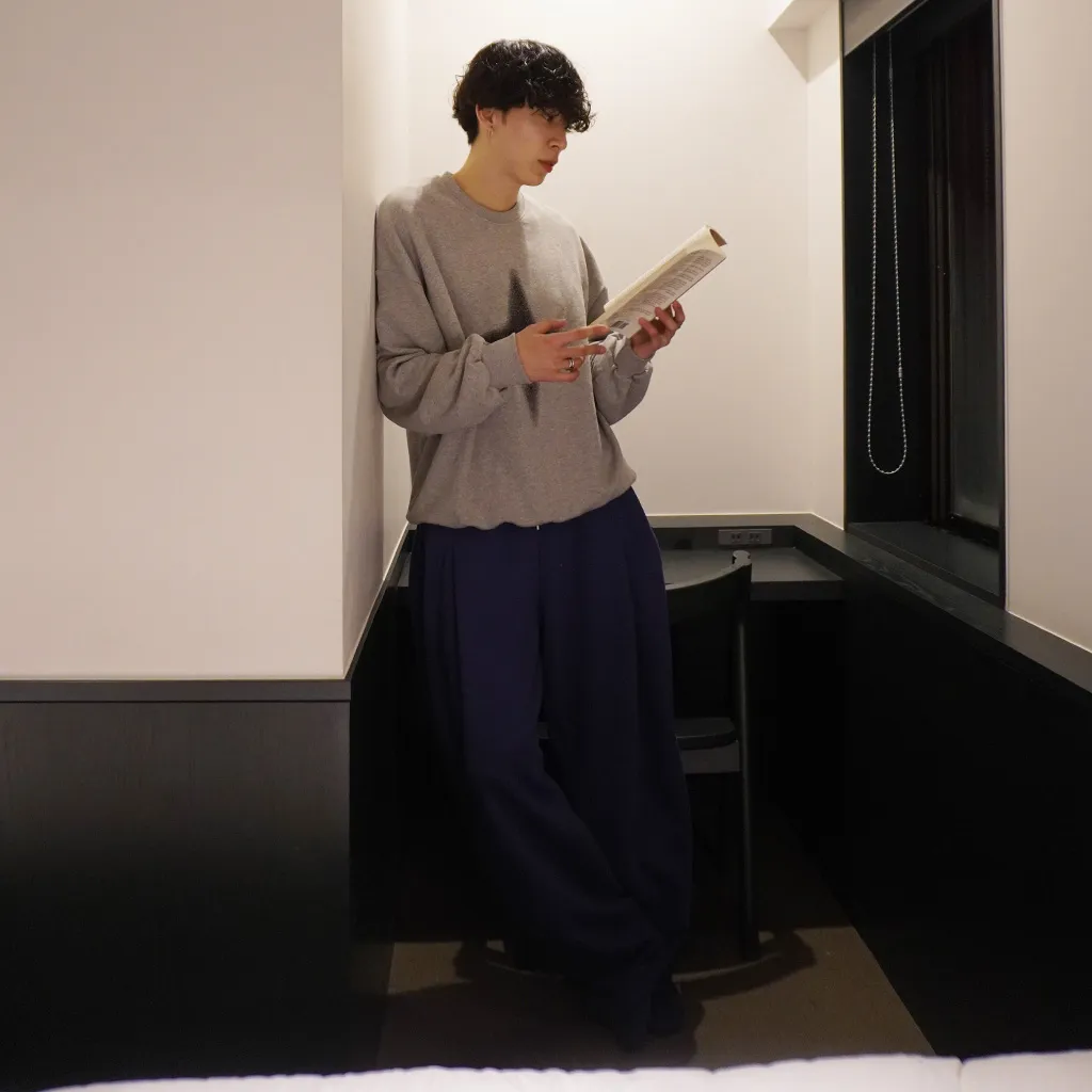 (ユニセックス) ピンタックワイドイージーパンツ