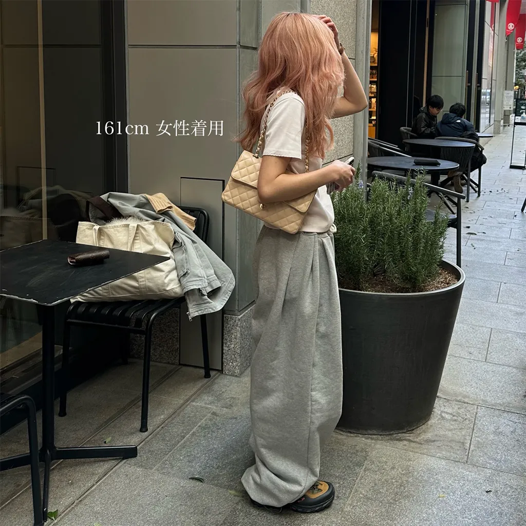 (ユニセックス) ピンタックワイドイージーパンツ