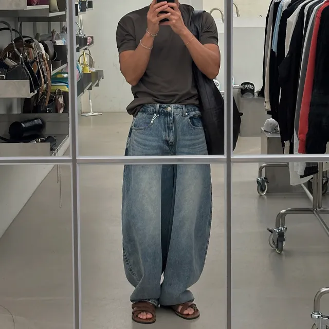 [ユニセックス] バルーンワイドデニムパンツ