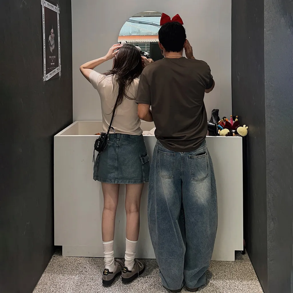 [ユニセックス] バルーンワイドデニムパンツ