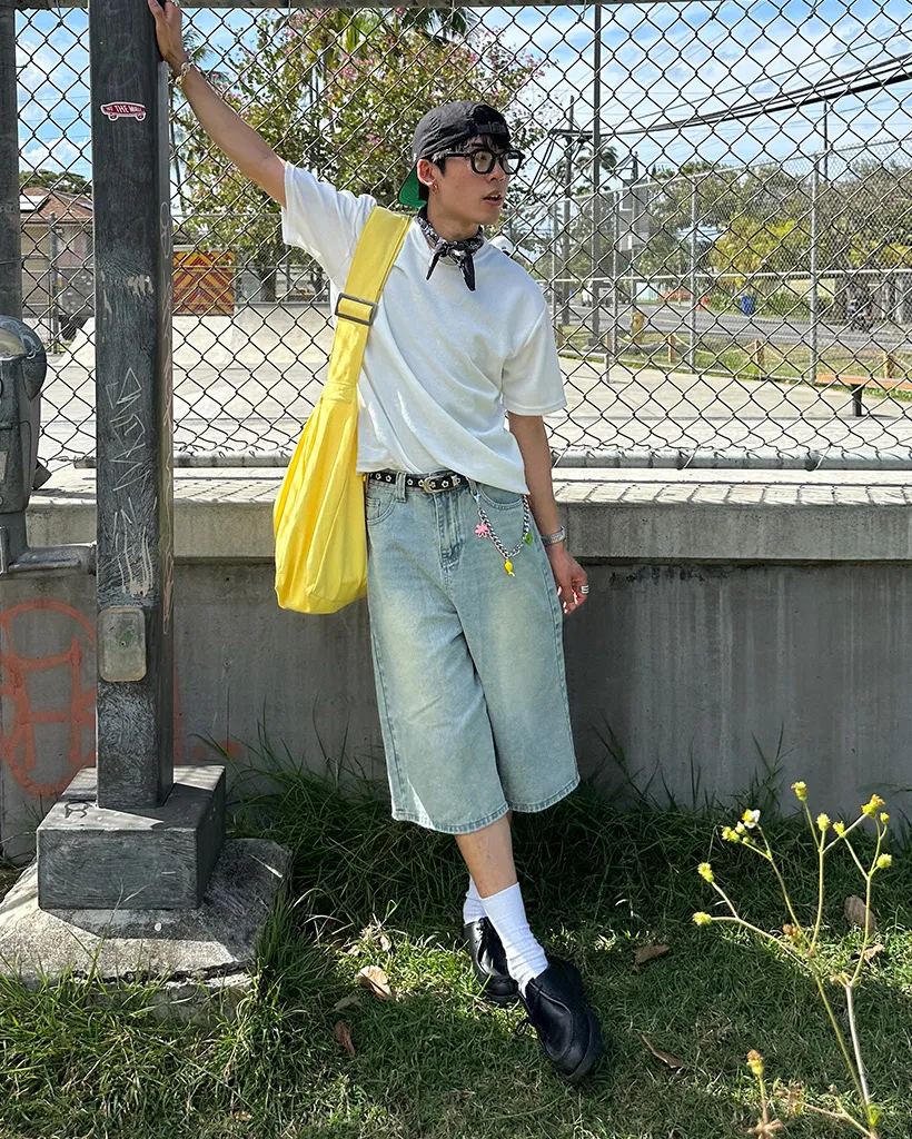 （ユニセックス）デニム7分丈パンツ