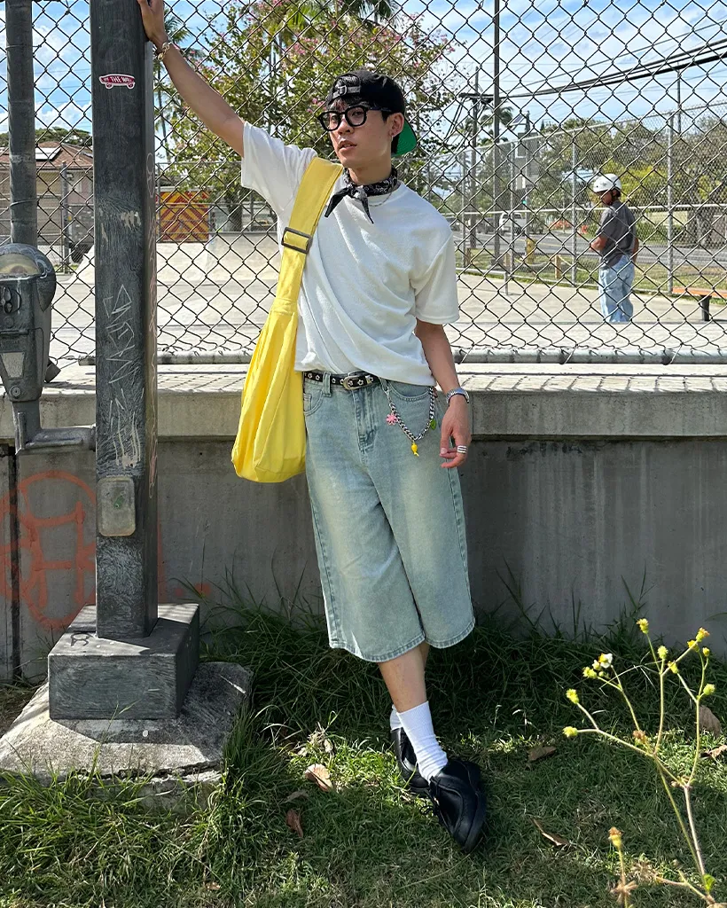 （ユニセックス）デニム7分丈パンツ