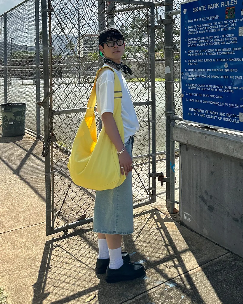 （ユニセックス）デニム7分丈パンツ