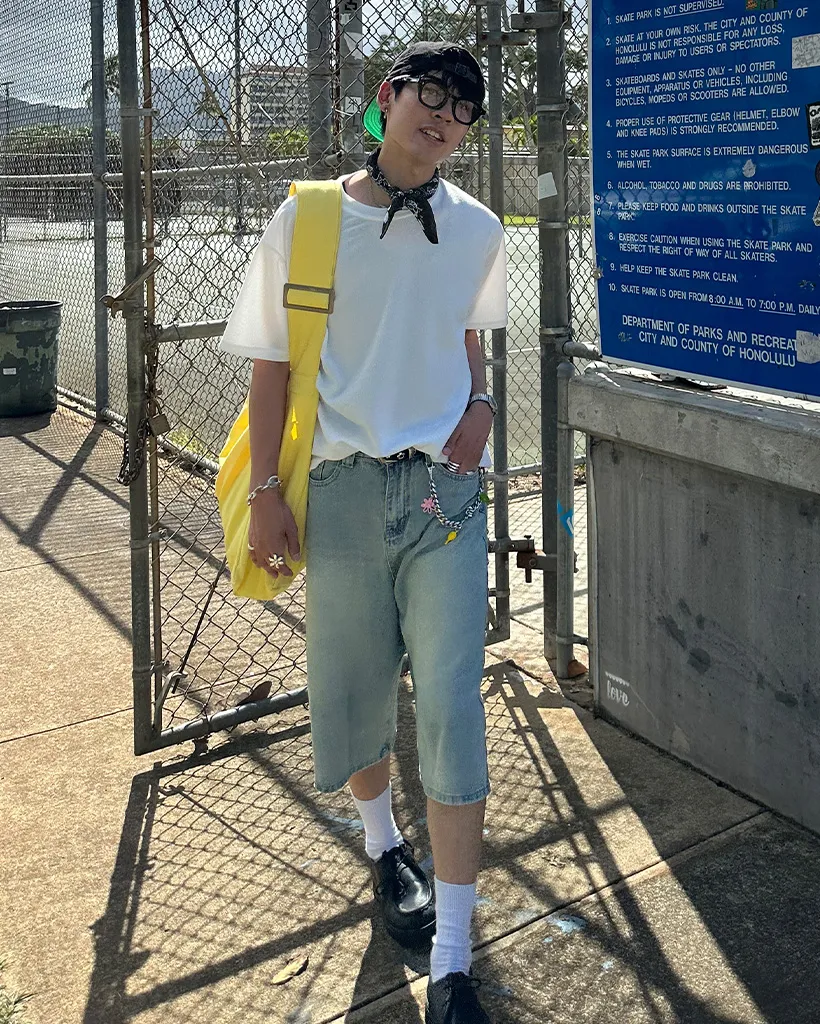 （ユニセックス）デニム7分丈パンツ