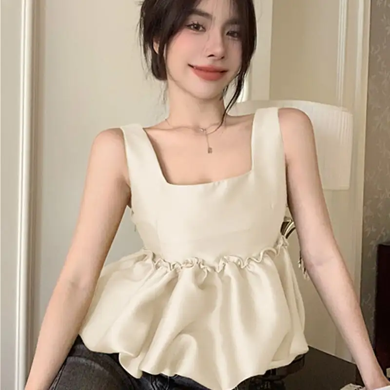 トップス キャミソール セクシー ノースリーブ イエロー アプリコット ブラック