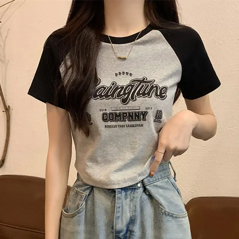 トップス Tシャツ アルファベット ファッション ブラック ブラウン グリーン インディゴ