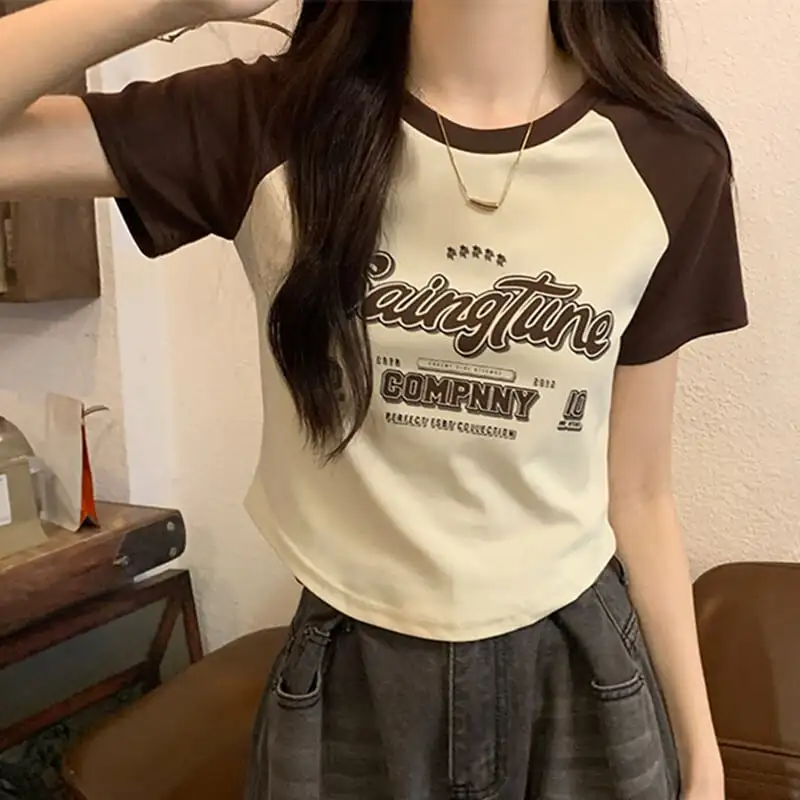 トップス Tシャツ アルファベット ファッション ブラック ブラウン グリーン インディゴ
