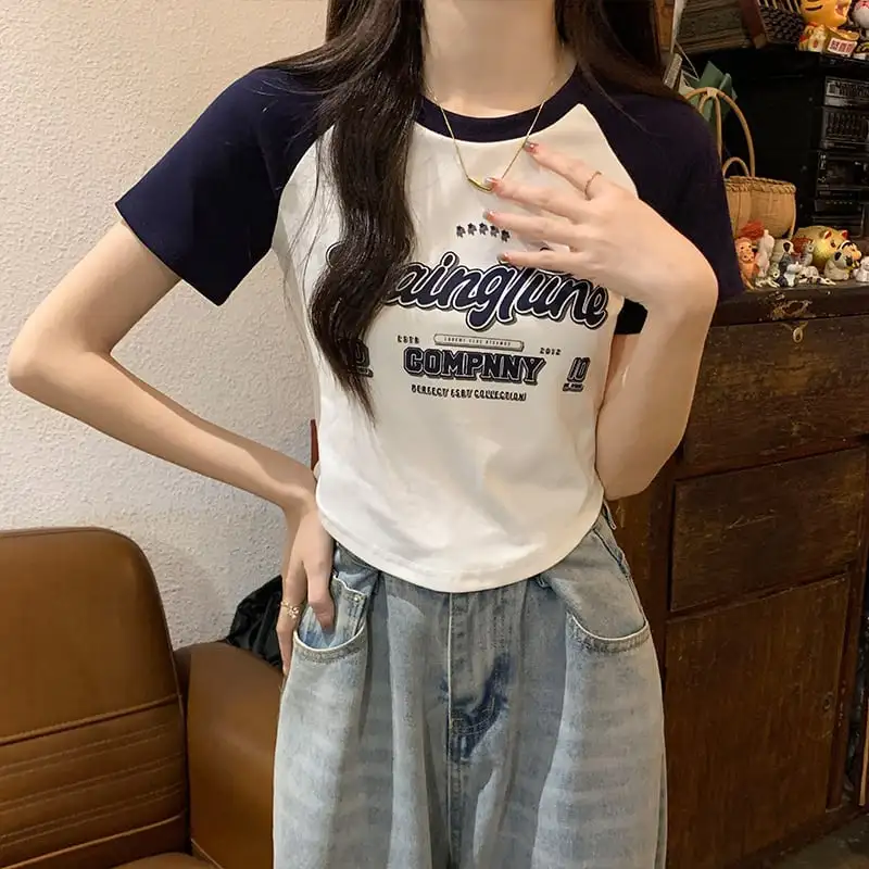 トップス Tシャツ アルファベット ファッション ブラック ブラウン グリーン インディゴ