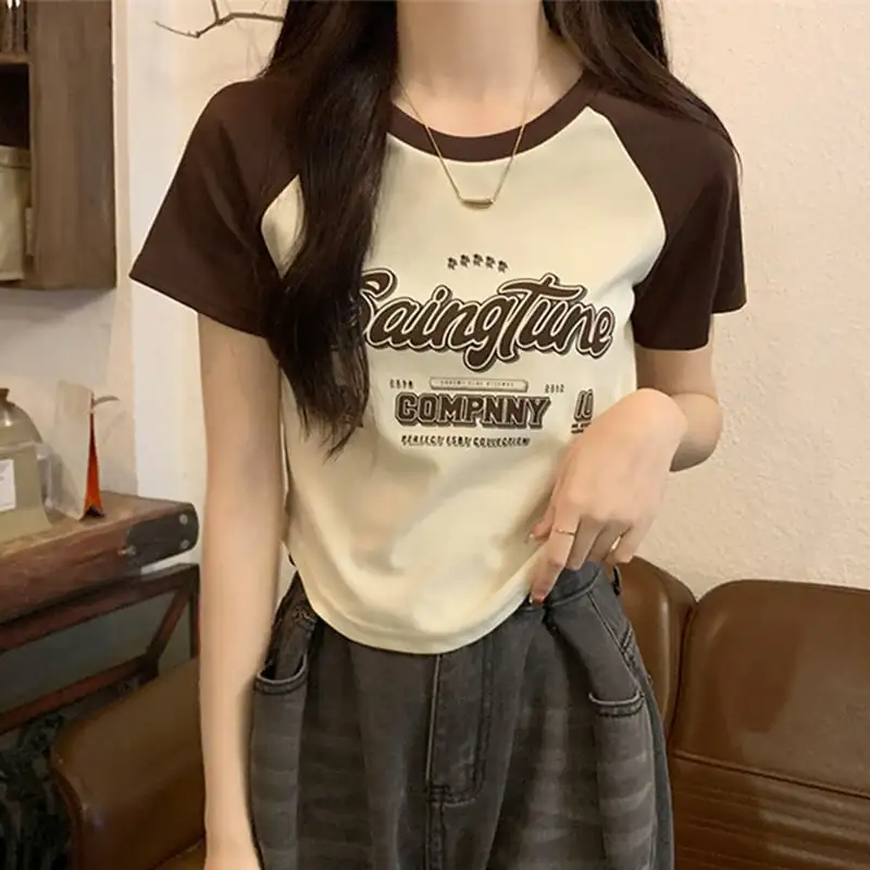 トップス Tシャツ アルファベット ファッション ブラック ブラウン グリーン インディゴ
